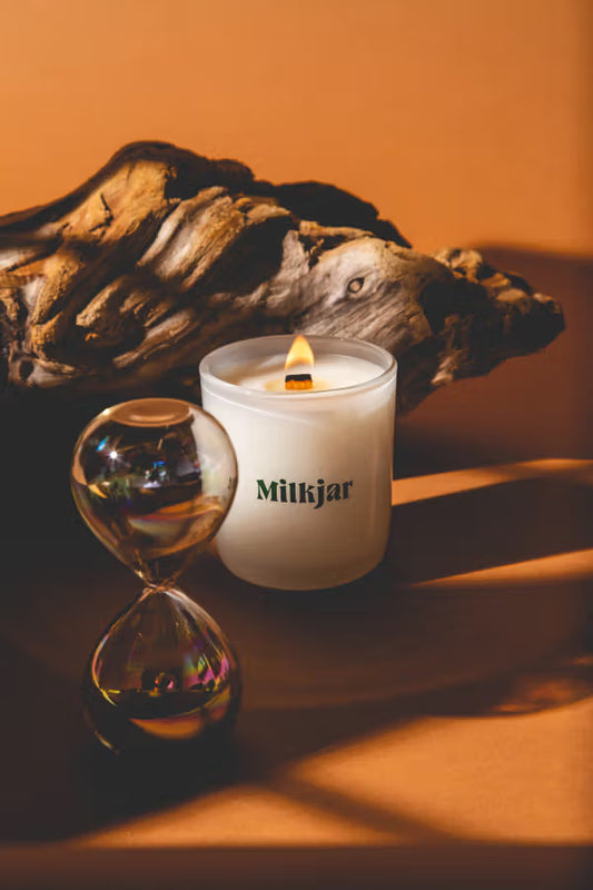 Milk Jar Candle 8oz Golden Hour - Cashmere, Cedarwood Coconut