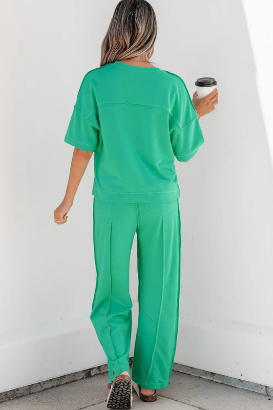 Dear Lover Tee + Pant Set - Mint Green