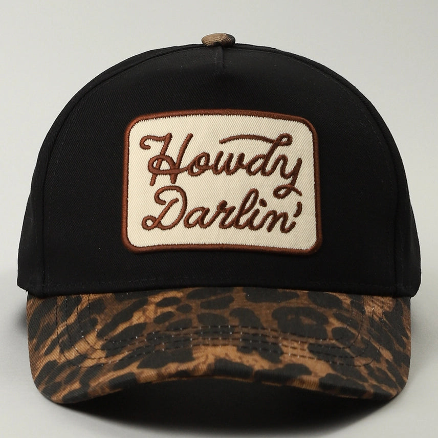 Fashion City Howdy Darlin' Embroidered Leopard Brim Trucker Hat