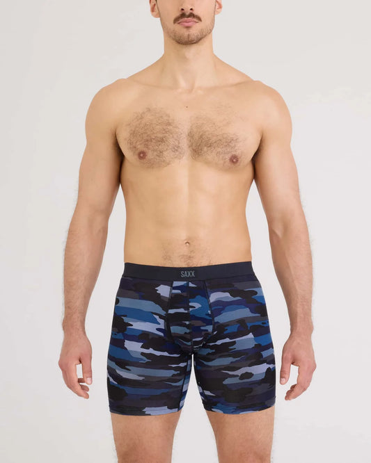 Saxx Vibe Xtra Soft Comfort Long Boxer Brief Fly - Cloudbank Camo & Navy