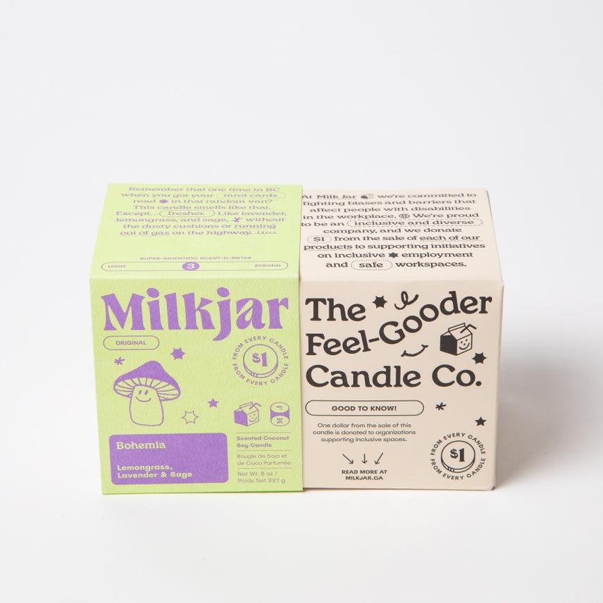 Milk Jar Coconut Soy 8oz Candle Bohemia - Lemongrass, Lavender & Sage