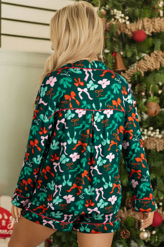 Dear Lover Festive Bow Print Pajama Set