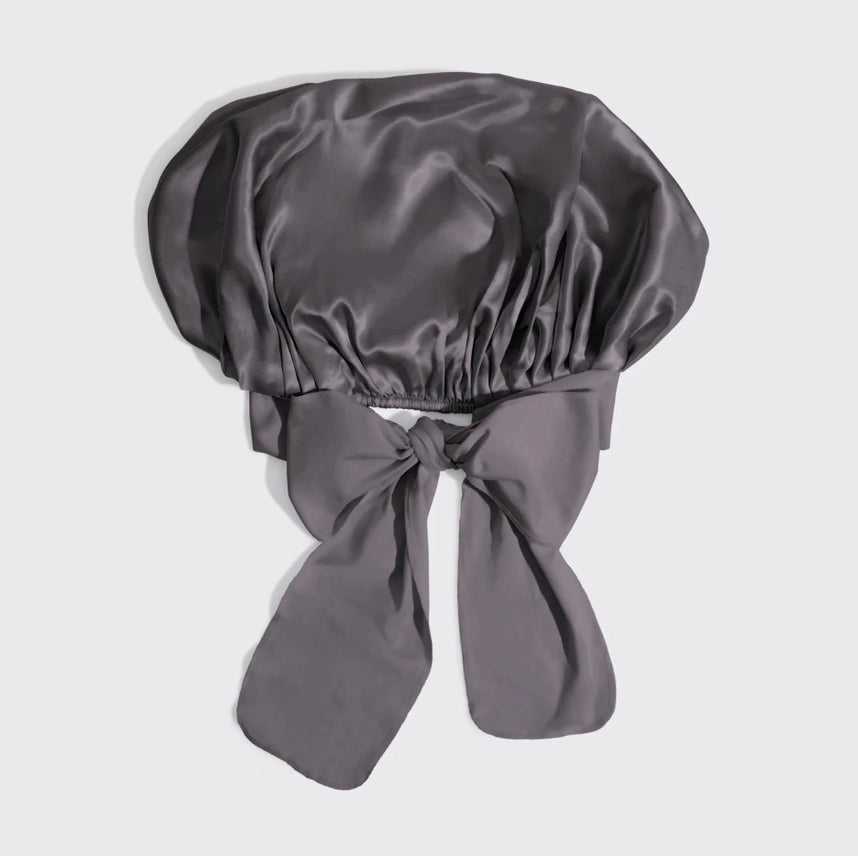Kitsch Adjustable Oversized Satin Bonnet - Charcoal