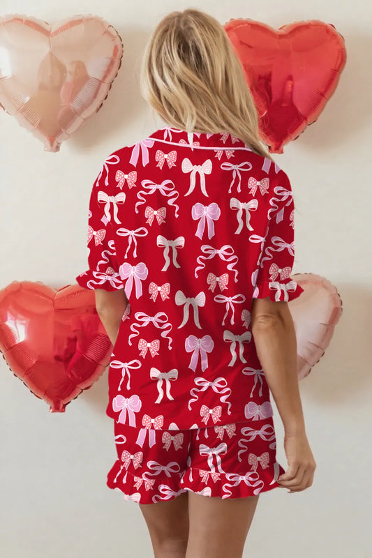 Dear Lover Red Bow Pajama Set - Red