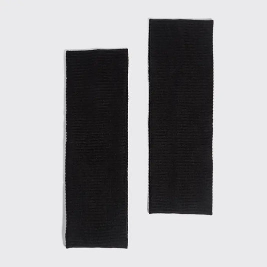 Kitsch Recycled Fabric Ribbed Elastic Headbands 2 pk Set - Black