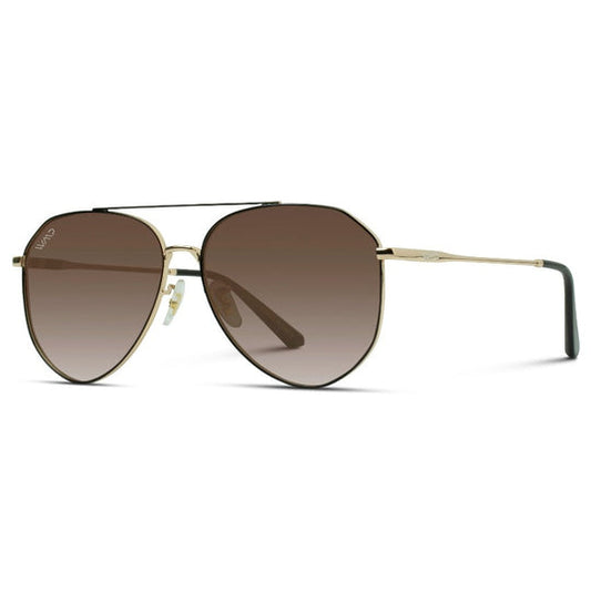 Wear Me Pro Ramsey Geometric Polarized Aviator Sunglasses - Black Frame/Gradient Brown Lens