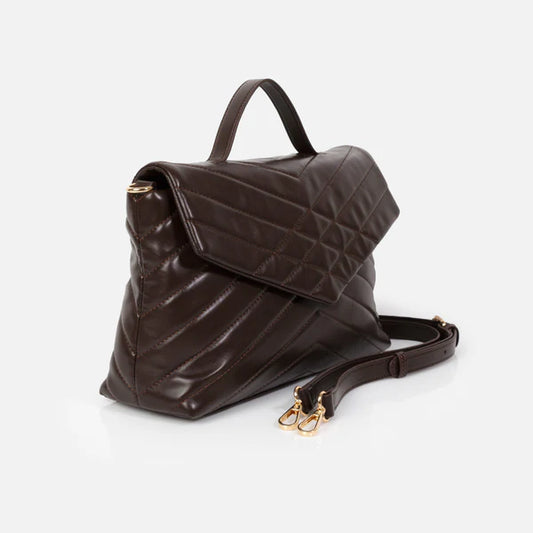 Bizou Quilted Crossbody Handbag - Dark Brown
