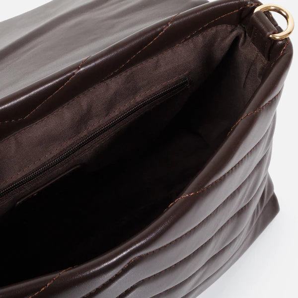 Bizou Quilted Crossbody Handbag - Dark Brown