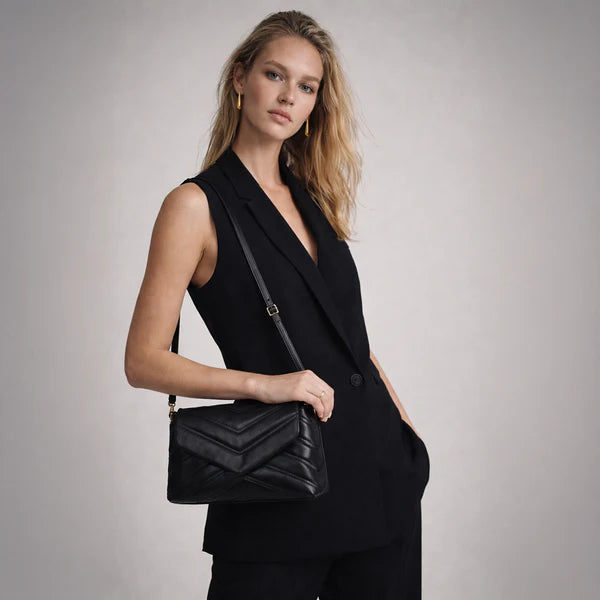 Bizou Quilted Crossbody Handbag - Black