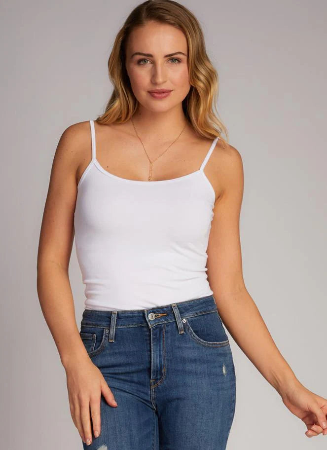 C'est Moi Bamboo Spaghetti-Strap Cami - White