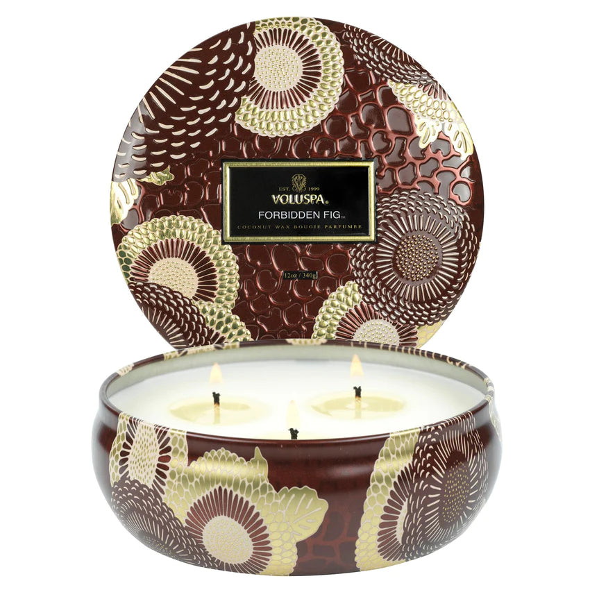 Voluspa Candle 3 Wick Tin 12oz - Forbidden Fig