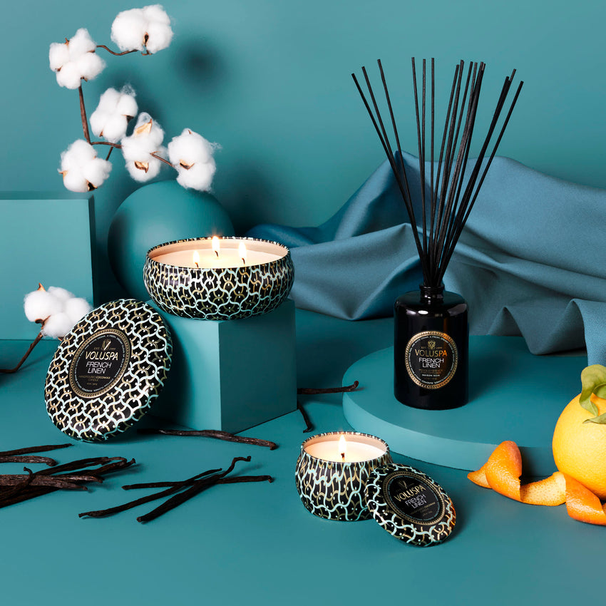 Voluspa Candle 3 Wick Tin - French Linen