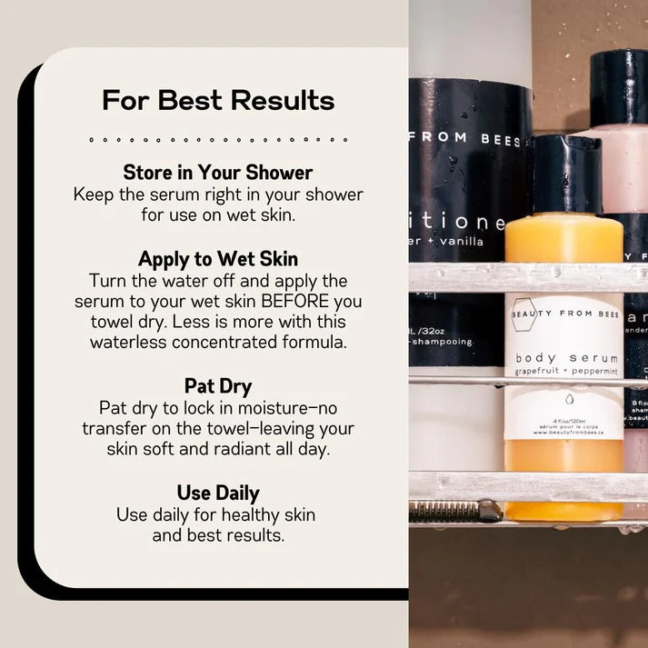Beauty From Bees Body Serum 250ml/8oz - Grapefruit & Peppermint