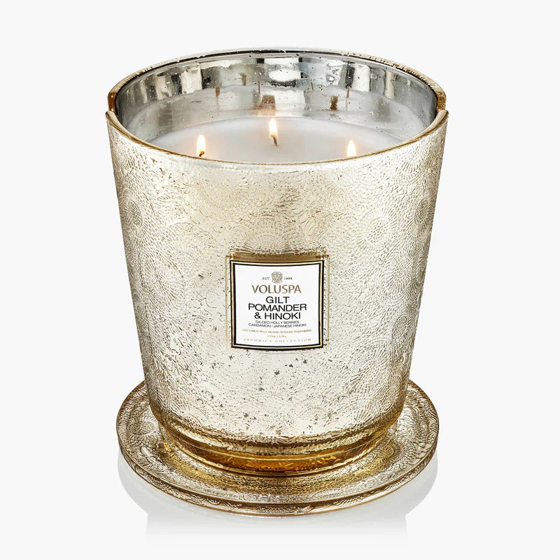 Voluspa Candle 5 Wick Hearth - Gilt Pomander Hinoki
