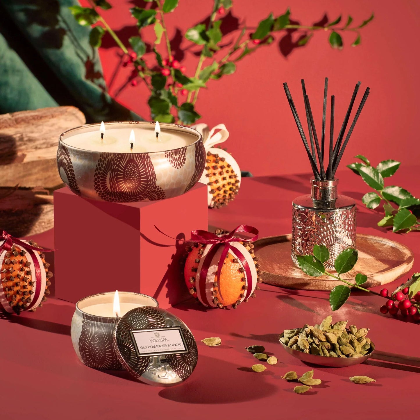 Voluspa Candle 3 Wick Tin - Gilt Hinoki