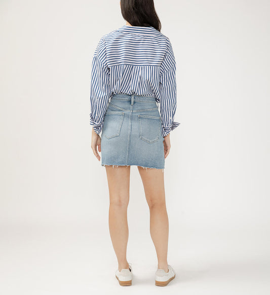 Silver Denim Mini Skirt - Indigo
