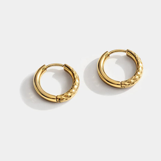 Bizou Gold Half Textured Huggie Hoop
