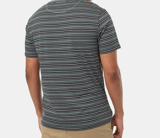 Ten Tree TreeBlend Stripe Button Pocket T-Shirt - Light Urban Green/Meteorite Black/Vintage White