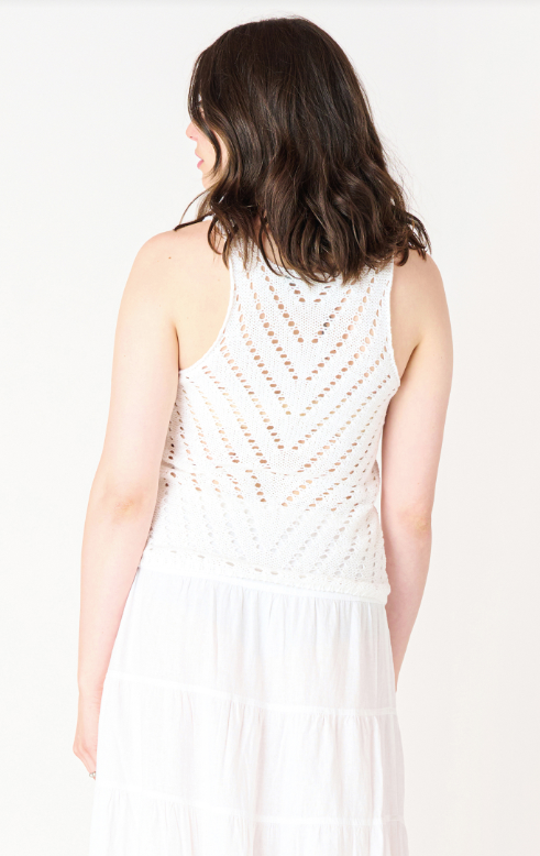 Dex Pointelle Knit Tank Top - White