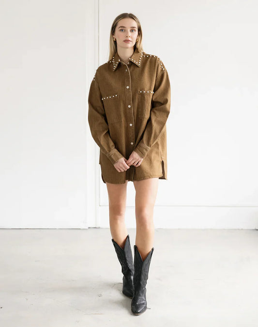 Brunette Shania Jacket With Studs - Khaki