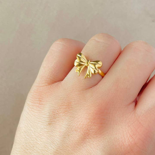 Blueyejewelry Thin Bow Ring - Gold