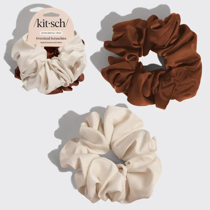 Kitsch Oversized Scrunchie - Cream and Camel