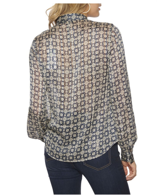 Guess Oriane Bow Shirt - Cute Tapestry Blue