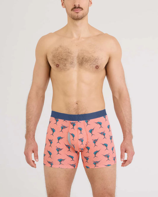 Saxx Droptemp Cooling Cotton Boxer Brief Fly - Big Catch - Desert Flower