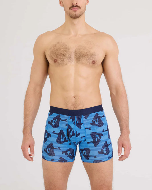 Saxx Droptemp Cooling Cotton Boxer Brief Fly - La Sirena - Blue