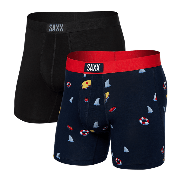 Saxx Vibe Super Soft Boxers 2pk - Dangerous Waters/Black
