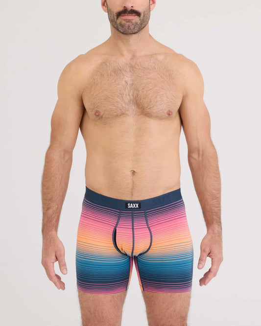 Saxx Vibe Xtra Soft Boxer Brief Fly - Hazy Stripe-Sunset