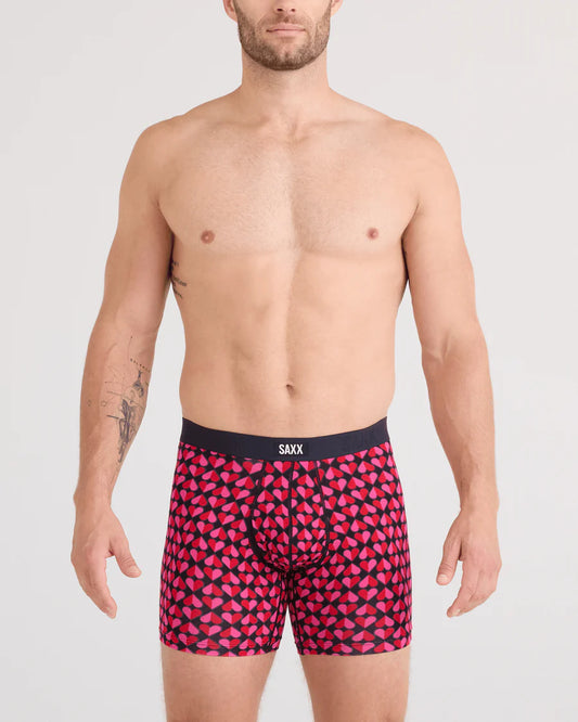 Saxx Vibe Xtra Soft Comfort Boxer Brief Fly - Love Check Baby - Black