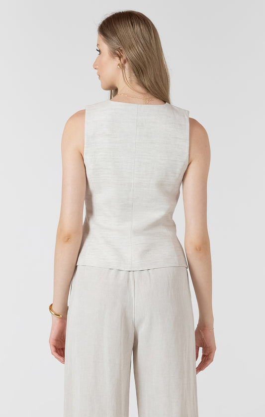 Dex Button Up Vest - Light Ecru