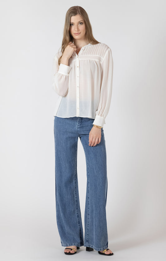 Dex Pintuck Detail Blouse - Vanilla