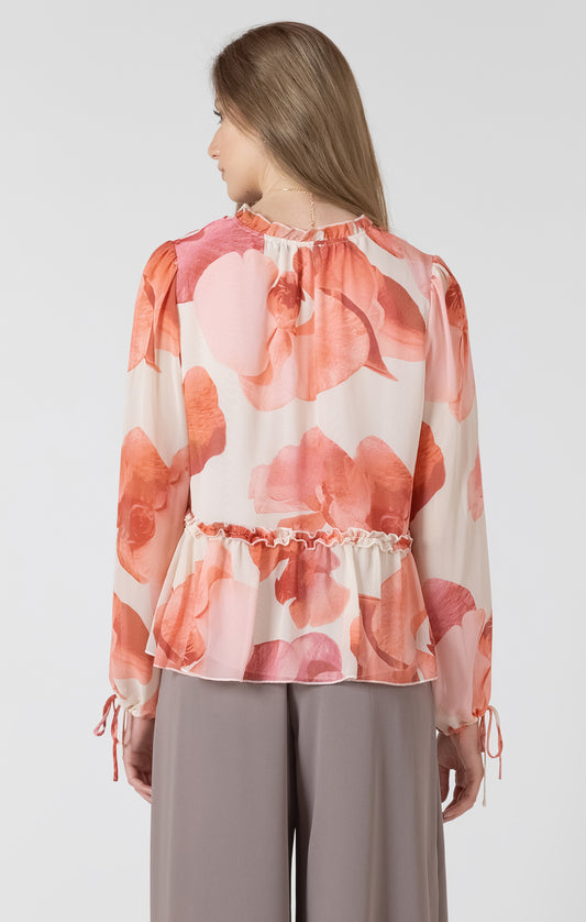 Dex Soft Peplum Blouse - Rose Petals