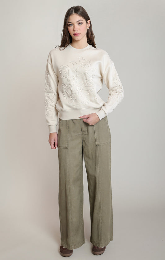 Dex Embroidered Sweatshirt - Ivory