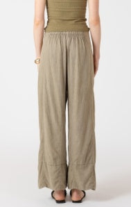 Dex Wide Leg Linen Pant - Faded Olive