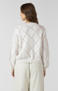 Dex Embroidered Pointelle Cardigan - Natural Florals