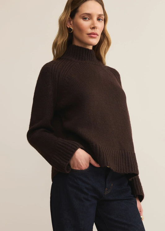 Z Supply Emerge Funnel Neck Sweater - Chocolate Cherry