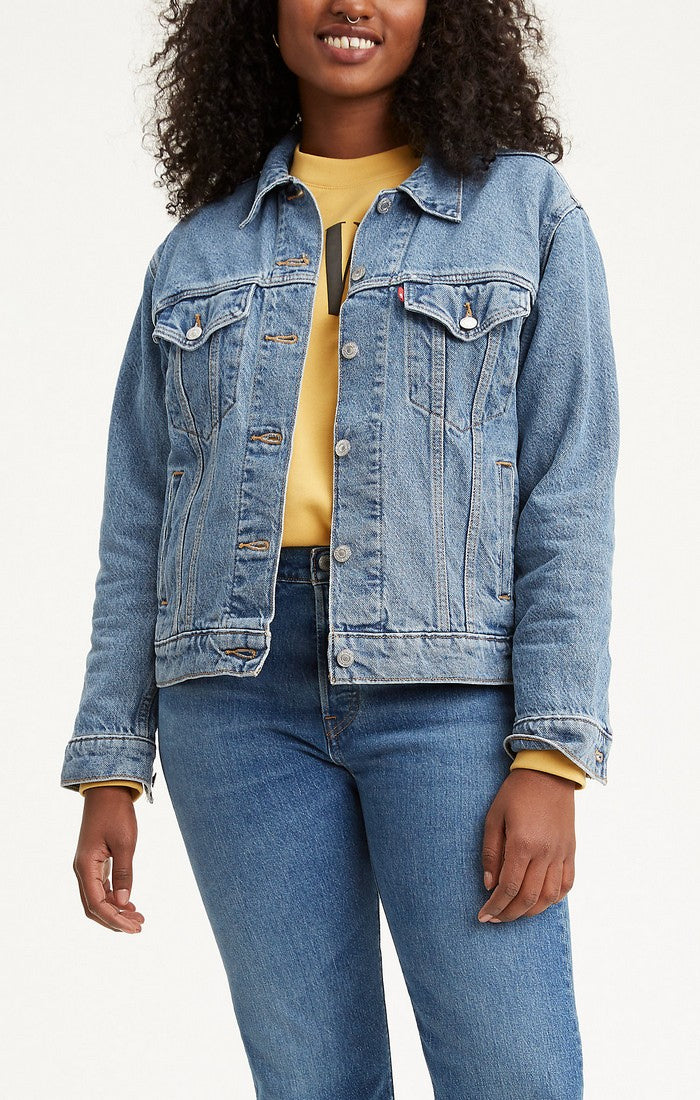 Levi's ex boyfriend cheap trucker jacket indigo anthem