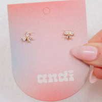 Shop ANDi Hypoallergenic Delicate Crystal Bow Studs - Gold