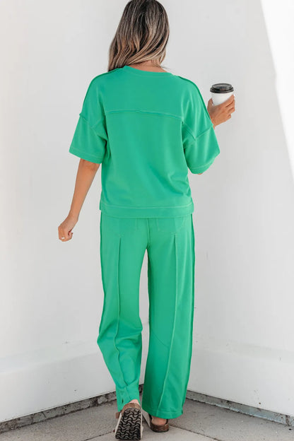 Dear Lover Tee + Pant Set - Mint Green