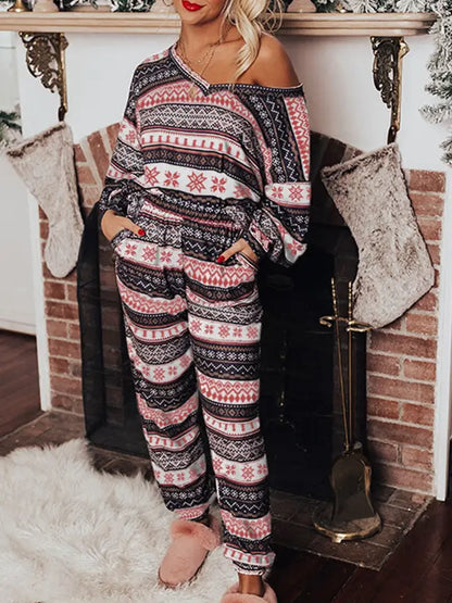 Lounge Set Retro Christmas Pattern