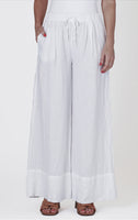 Dex Wide Cuff Palazzo Pants - White