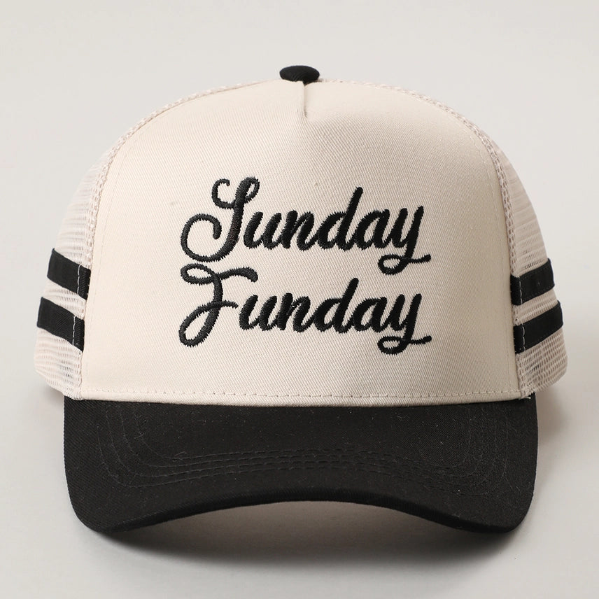 Fashion City Sunday Funday Embroidered Two Tone Trucker Hat