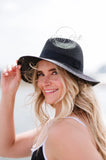 Panama Straw Beach Hat - Black