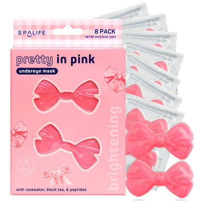 Spa Life Pretty in Pink Bow Shaped Eye Patches - 8 Pk