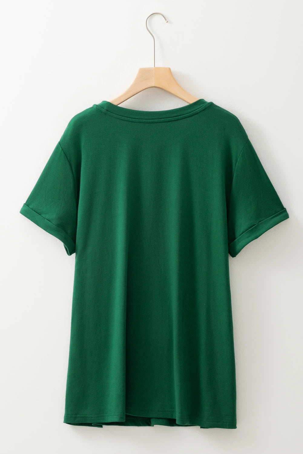 Dear Lover Plus Size Round Neck T-Shirt - Dark Green