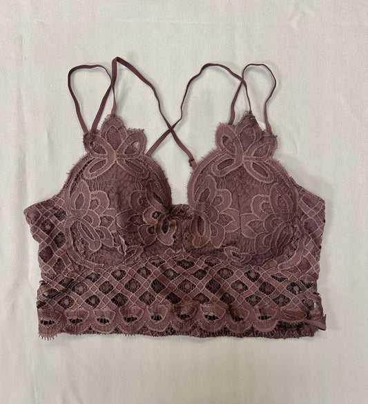 Vanilla Monkey Scalloped Lace Cami Bralette - Dusty Purple