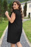 Keyhole Back Ruffle Plus Size Dress - Black